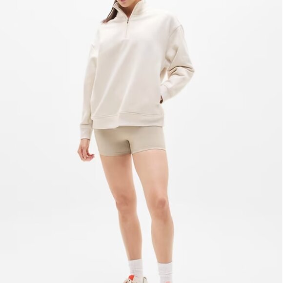 Athleta Forever Fleece 1/4 Zip Sweatshirt Bone Color size XL - Picture 3 of 11